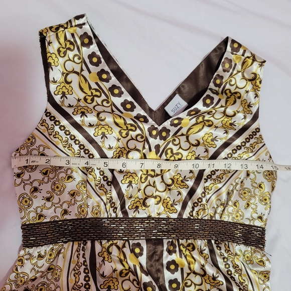 SUZY gold & brown floral patterned satin camisole top - Picture 6 of 9